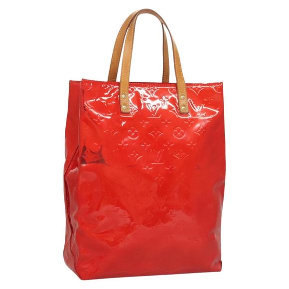 LOUIS VUITTON Monogram Vernis Reade MM Hand Bag Red Rouge M91086 LV Auth 119019 - Picture 1 of 16